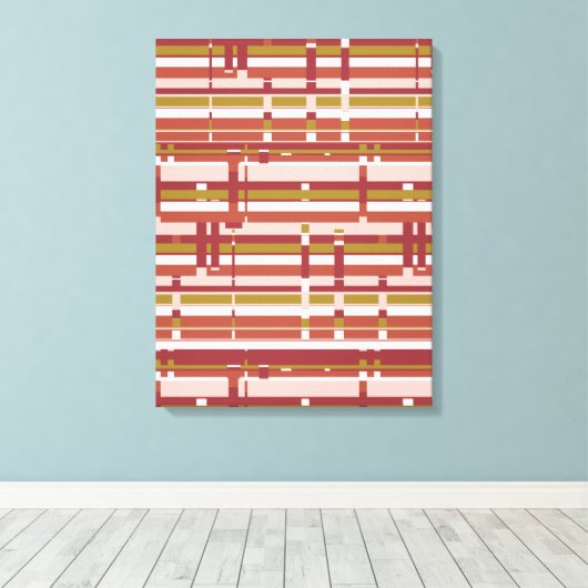 Toile Mur Abstrait moderne Art Pastel Rouge Vert rayures (Insitu (Plancher de Bois))
