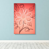 Toile Mur corail et blanc à fleurs (Insitu (Plancher de Bois))