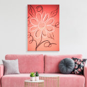 Toile Mur corail et blanc à fleurs (Insitu(Salon))