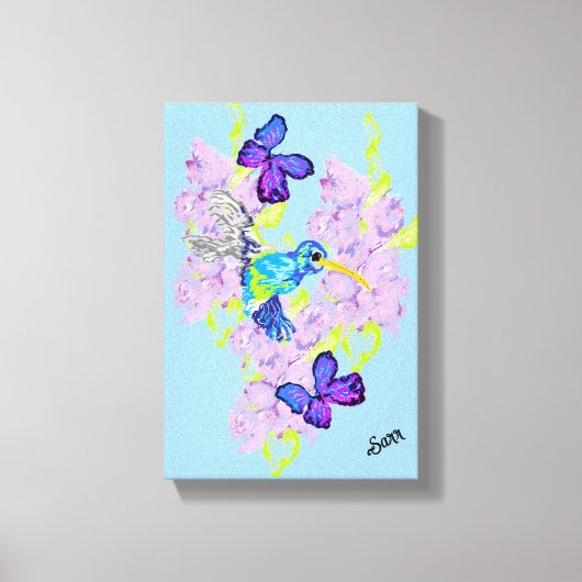 Toile Mur d'art ; Jour avec un Oiseau Humming (Recto)