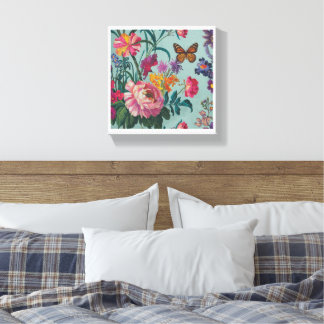 Toile mur de fleurs