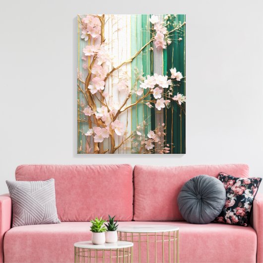 Toile Mur de fleurs de cerisiers (Insitu(Salon))