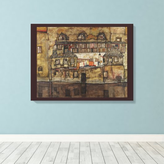 Toile Mur de maison sur la rivière par Egon Schiele (Insitu (Plancher de Bois))
