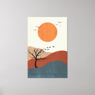 Toile Mur d'illustration couleur rouge, orange et beige