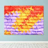 Toile Mur en brique rouge jaune violet pastel (Insitu (Plancher de Bois))