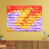 Toile Mur en brique rouge jaune violet pastel (Insitu(Salon))