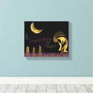Toile Mur Kokopelli Gold du Sud-Ouest