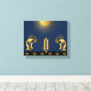 Toile Mur Kokopelli Gold du Sud-Ouest