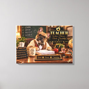 Toile murale drôle de professeur avec Bouledogue F