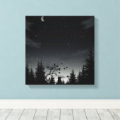 Toile Murmures de minuit : Chat sous les étoiles (Insitu (Plancher de Bois))