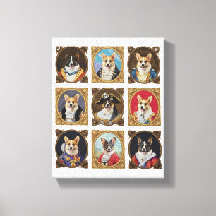 Toile Musée Vintage Mur, Portraits de chiens Corgi hilar