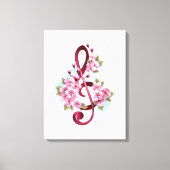 Toile Musical treble clef notes with Sakura flowers (Recto)