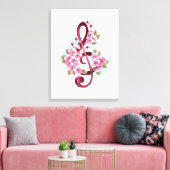 Toile Musical treble clef notes with Sakura flowers (Insitu(Salon))