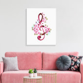 Toile Musical treble clef notes with Sakura flowers (Insitu(Salon))