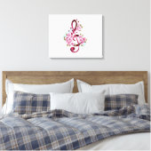 Toile Musical treble clef notes with sakura flowers (Insitu(Chambre))