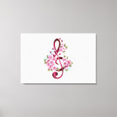 Toile Musical treble clef notes with sakura flowers (Recto)