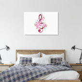 Toile Musical treble clef notes with sakura flowers (Insitu(Chambre))