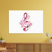 Toile Musical treble clef notes with sakura flowers (Insitu(Salon))