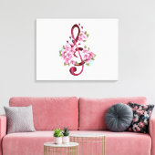 Toile Musical treble clef notes with sakura flowers (Insitu(Salon))