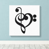 Toile Musicien Coeur de musique - Treble Bass Clef (Insitu (Plancher de Bois))