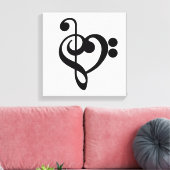 Toile Musicien Coeur de musique - Treble Bass Clef (Insitu(Salon))