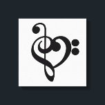 Toile Musicien Coeur de musique - Treble Bass Clef<br><div class="desc">Treble Bass Clef Heart - design de ventilateur de musique. L'art de la silhouette noire - J'aime le symbole musical pour tous les musiciens. OEuvre simple et minimaliste pour inspirer et express un amour de la musique. > Utilisez pour l'appréciation de l'enseignant, les récitals musicaux ou le prix de l'élève,...</div>