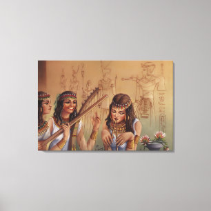 Toile Musiciens de l'Égypte antique sur panneau de mouss