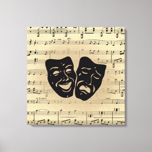 Toile Musique antique et masques de théâtre (Recto)