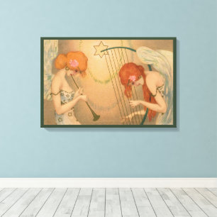 Toile Musique vintage Anges musiciens victoriens Flûte H