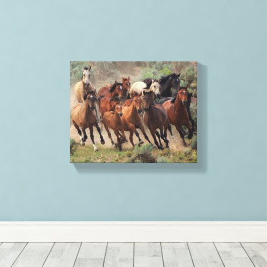 Toile Mustangs sauvages (Insitu (Plancher de Bois))