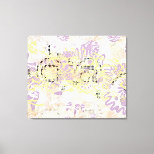 Toile Mustard Jaune lignes de torsion et orange nuageux