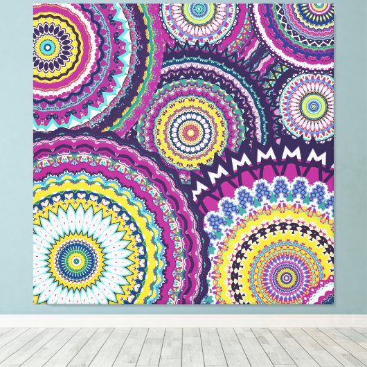 Toile Mutli-Mandalas pourpre en gras (Insitu (Plancher de Bois))