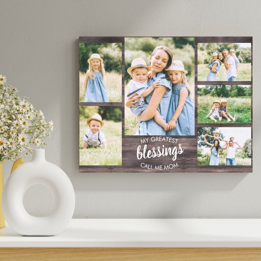 Toile My Greatest Blessings Mom Citation 6 Photo Rustic