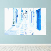 Toile Mykonos Grèce aquarelle peinture numérique (Insitu (Plancher de Bois))