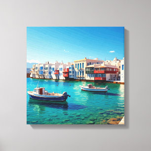 Toile Mykonos Grèce Îles grecques bateaux