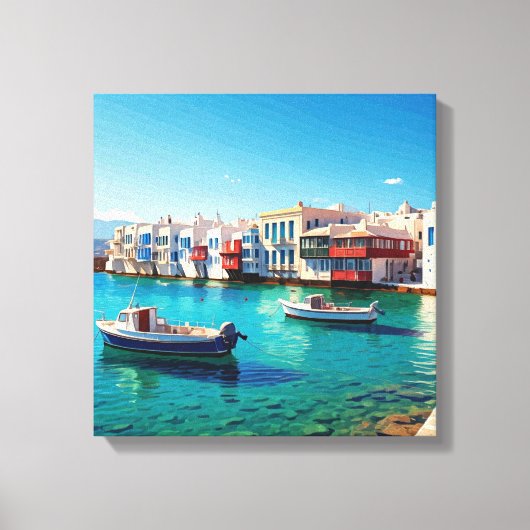 Toile Mykonos Grèce Îles grecques bateaux (Recto)