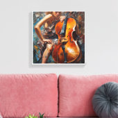 Toile mystérieuse femme jouant du violoncelle (Insitu(Salon))