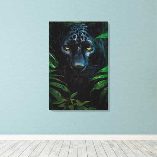 Toile Mystérieux Black Panther Jungle Faune Design (Insitu (Plancher de Bois))