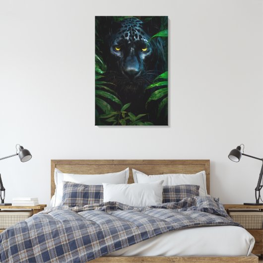 Toile Mystérieux Black Panther Jungle Faune Design (Insitu(Chambre))