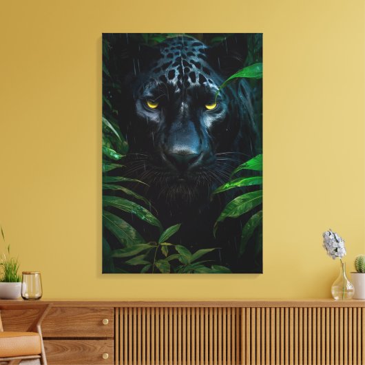 Toile Mystérieux Black Panther Jungle Faune Design (Insitu(Salon))
