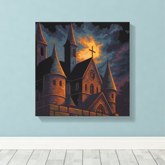 Toile Mystic Gothic Castle Under Moonlight (Insitu (Plancher de Bois))