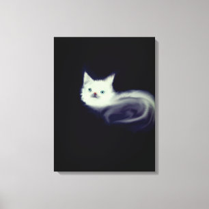 Toile Mystic White Kitten Canvas Mur Art-Blue Eyed Chat