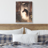 Toile Mystical Black Horse Forest Glow Art (Insitu(Chambre))