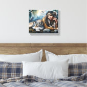 Toile Mystique Une Femme Amérindienne Avec Loups 8x10 (Insitu(Chambre))