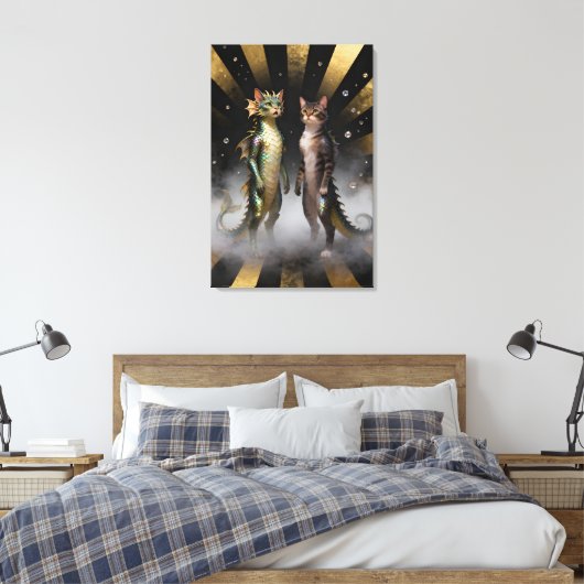 Toile Mythical Cat-Dragon Creatures (Insitu(Chambre))