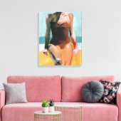 Toile Nage vintage - maillot de bain rouge (Insitu(Salon))