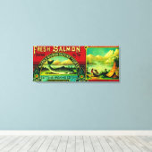 Toile Naha Bay Saumon Can Label Naha Bay, AK (Insitu (Plancher de Bois))