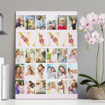 Toile Nana Floral Gold Letters 24 Collage photo vertical<br><div class="desc">Magnifique cadeau photo pour votre nana. Le design est composé de lettres florales pour "nana", imprimées en or et décorées de fleurs de lys roses. Le modèle photo est configuré pour ajouter 24 de vos photos préférées, toutes affichées au format portrait vertical. Ce collage photo de style grille est installé...</div>