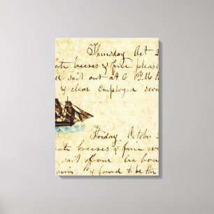 Toile Nantucket Whaling Ship Log 1841