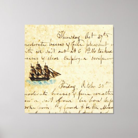 Toile Nantucket Whaling Ship Log 1841 (Recto)